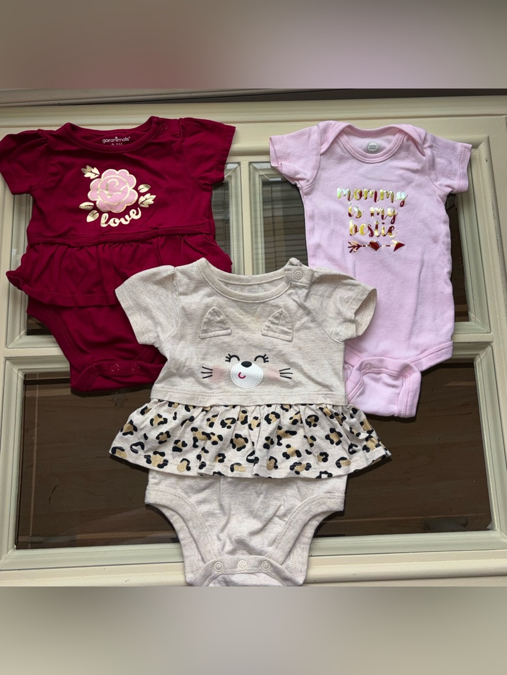 0-3 Months Baby Girl Onesies  3 Pair Bundle
